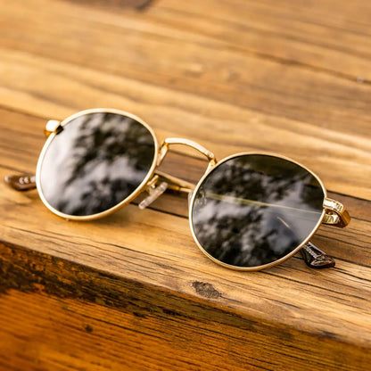 Lifestyle photo of Gold / Aviator Green Love & Haights Sunglasses