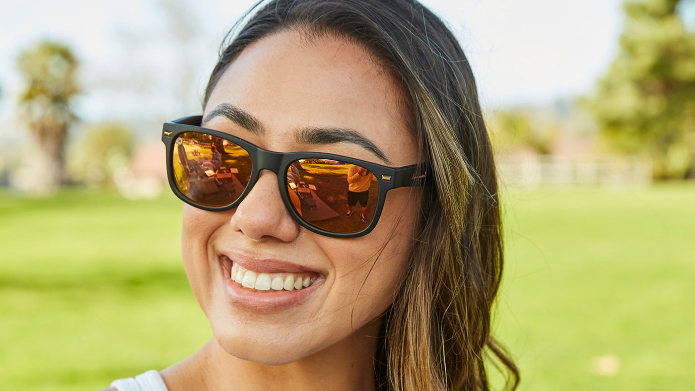 Woman wearing Matte Black / Rose Gold Fort Knocks