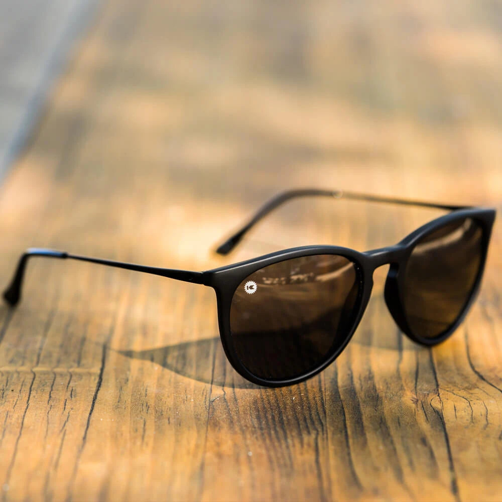 Lifestyle Image of Black on Black Mary Janes Sunglasses