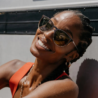 Woman wearing Brookbed Mary Janes sunglasses