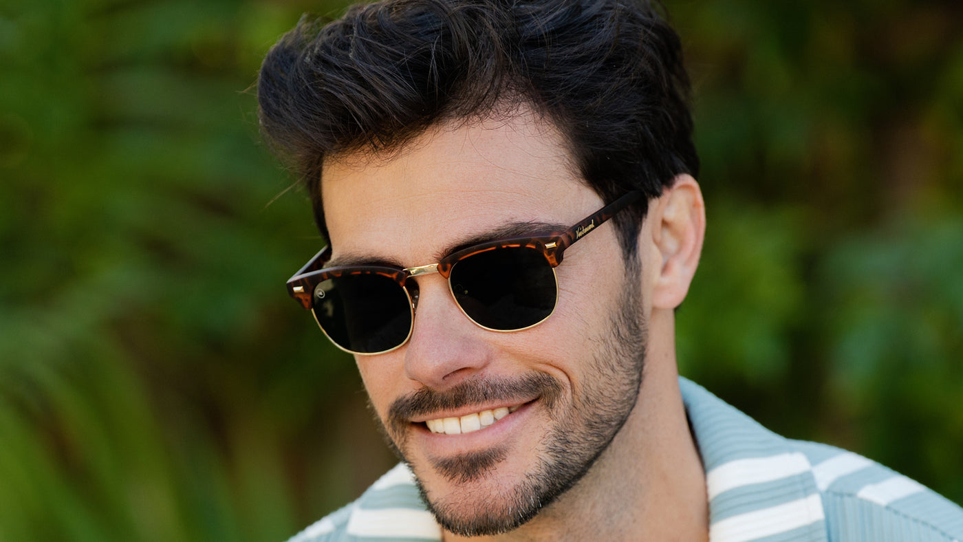 Men wearing Matte Tortoise Shell & Gold Brooklines Sunglasses