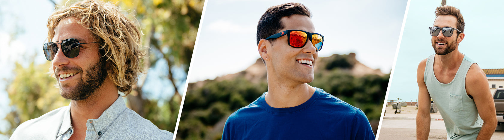 Best Men's Polarized Sunglasses, Three men wearing Knockaround sunglasses