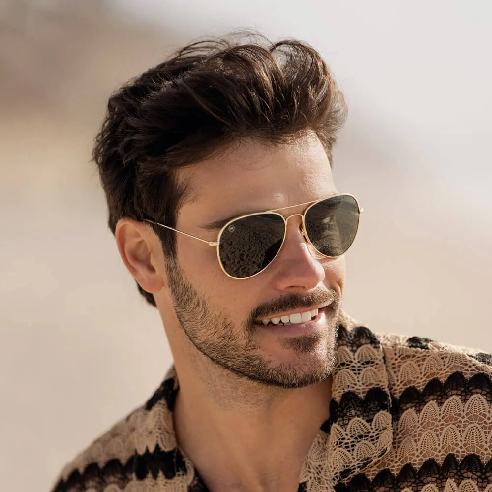 Men wearing Gold / Aviator Green Mile Highs Sunglasses