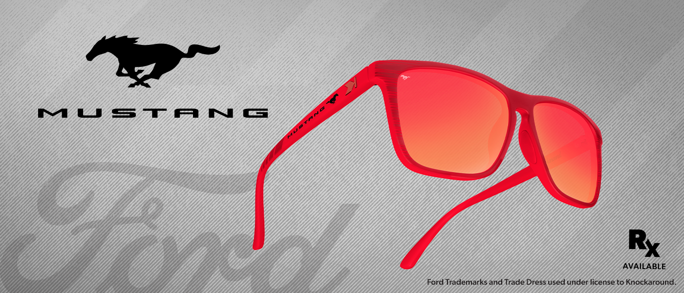 Knockaround x Ford. Mustang. Ford Trademarks and Trade Dress used under license to Knockaround. Rx Available.