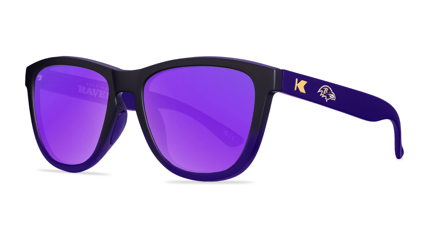 Knockaround and Baltimore Ravens Premiums Sport Sunglasses, Threequarter