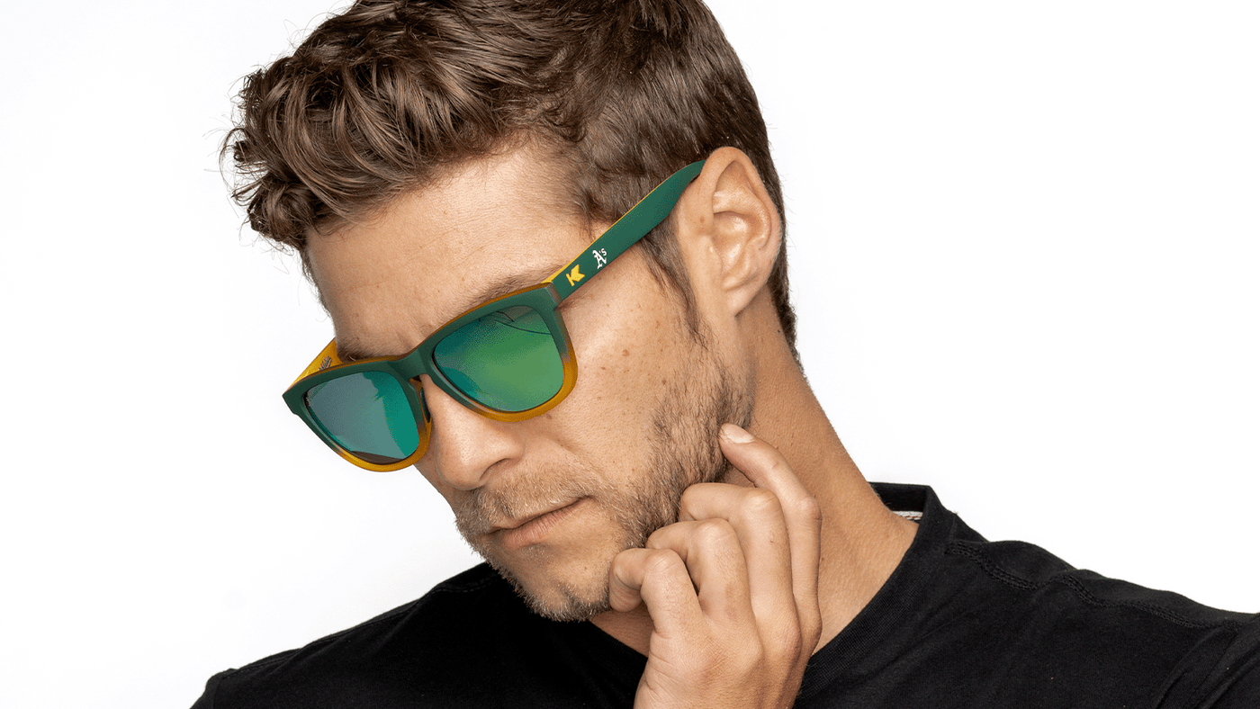 Man wearing MLB Oakland Athletics Sunglasses