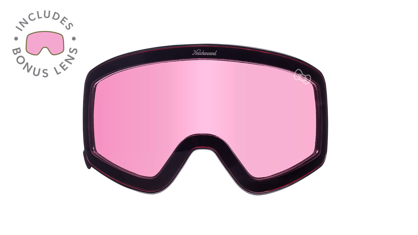 Knockaround Snow Goggles, Clear Pink, Bonus Lens