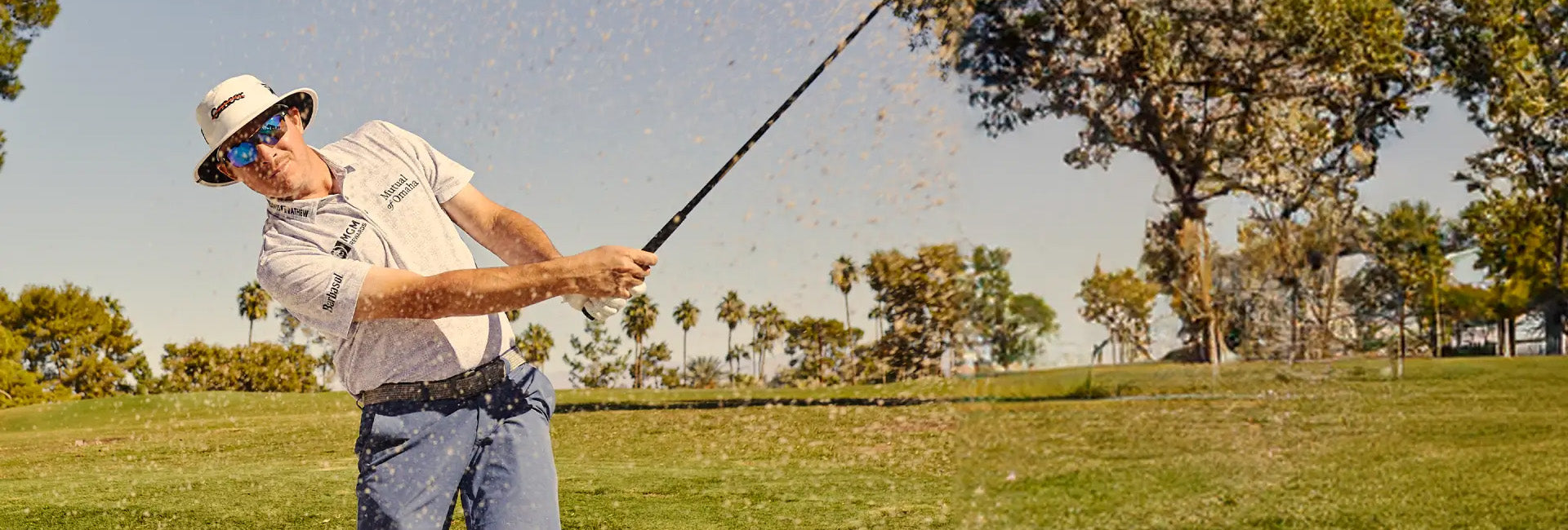 Joel Dahmen on the golf course. Knockaround, Official Eyewear of the PGA TOUR