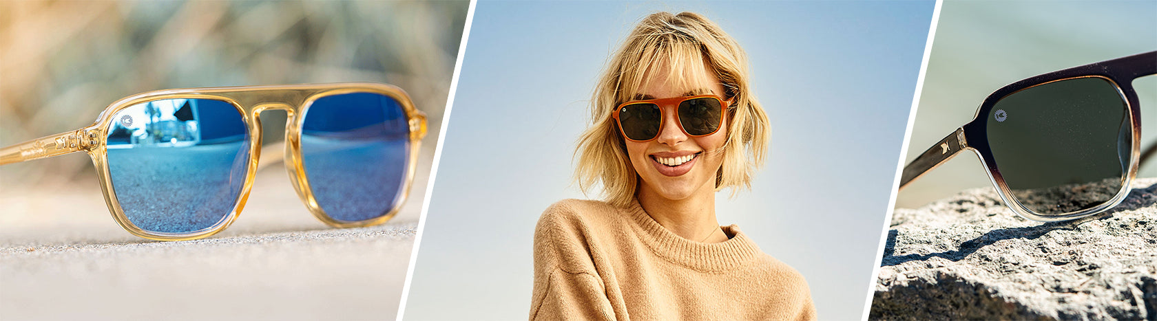 Lifestyle Photo of Pacific Palisades Beach Peach Sunglasses, and Women wearing Pacific Palisades Pierside Sunglasses