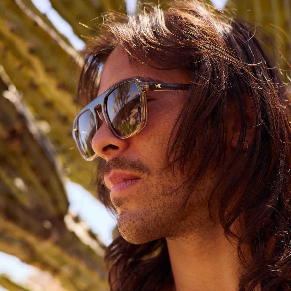 Affordable Trendy Retro Brown Fade Polarized Sunglasses, Black Lenses