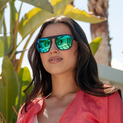 Go to Slide 7 - Women wearing Rubberized Navy Rider Pacific Palisades Sunglasses