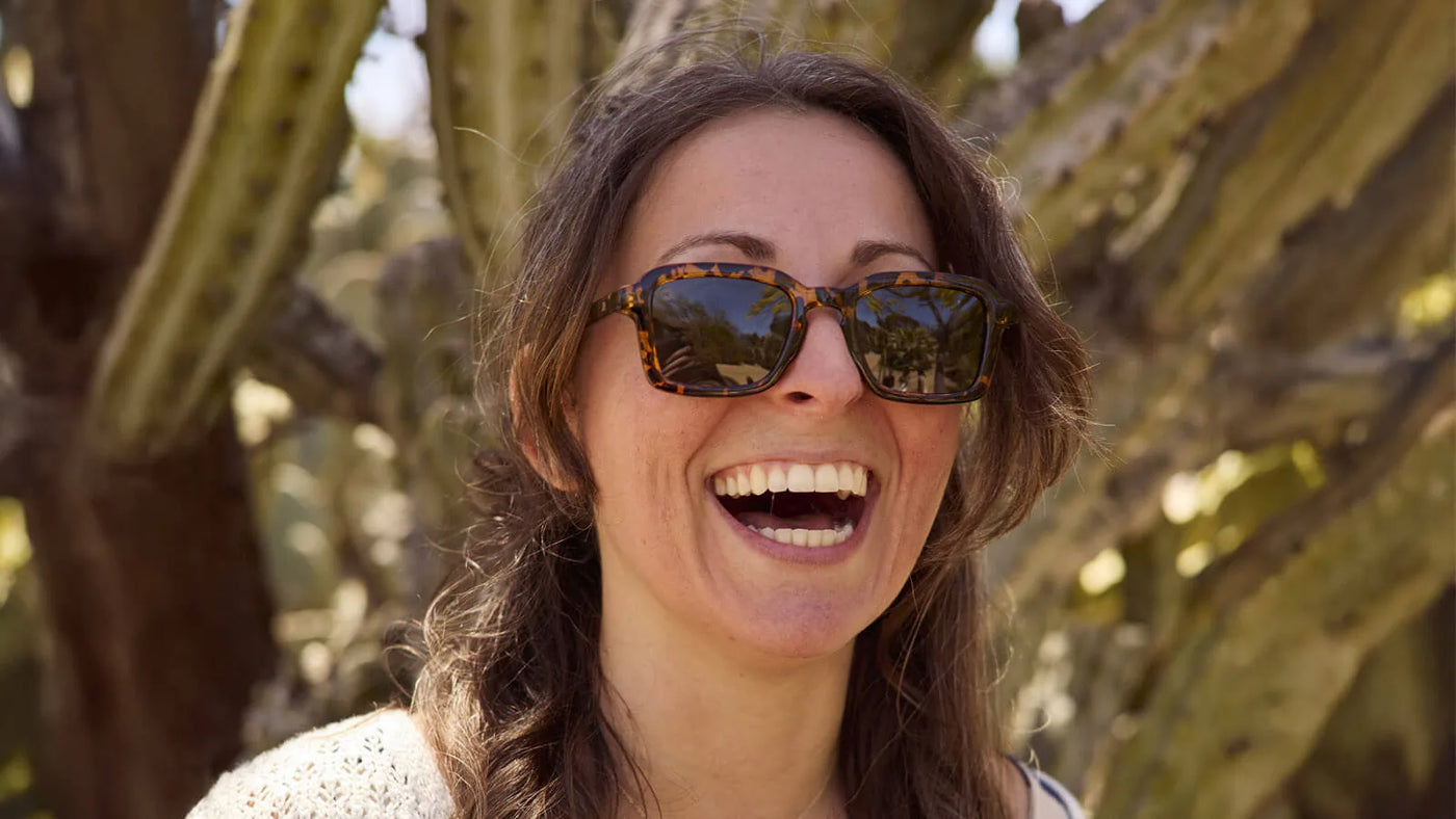 Female wearing Au Revoir Panoramas Sunglasses