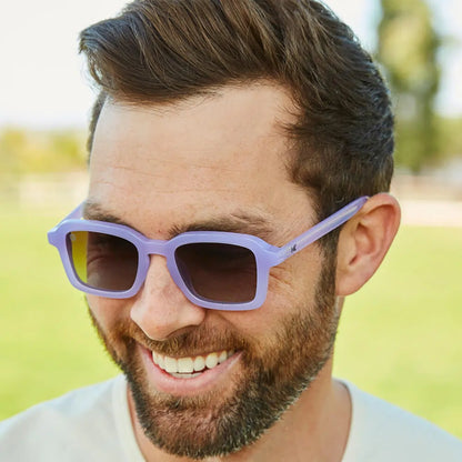 Man wearing Hey Ube Panoramas sunglasses