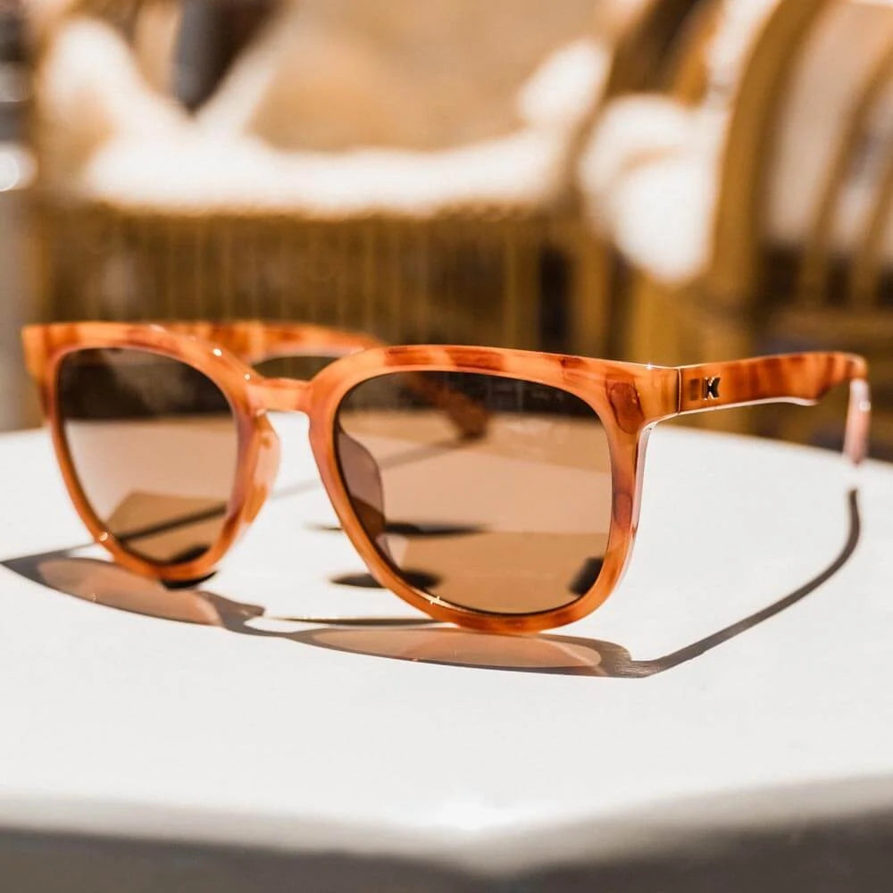 Lifestyle photo of Glossy Blonde Tortoise Shell / Amber Paso Robles Sunglasses
