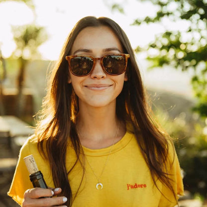 Women wearing Glossy Blonde Tortoise Shell / Amber Paso Robles Sunglasses
