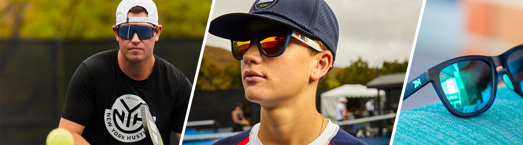 Men's Sunglasses for Pickleball: Man wearing Premiums Sport 
 and Campeones Sunglasses