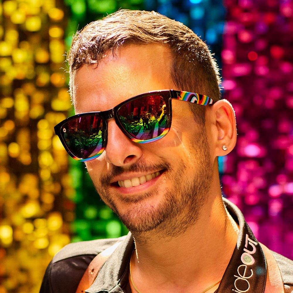 Men wearing Rainbow on My Parade Premiums Sunglasses
