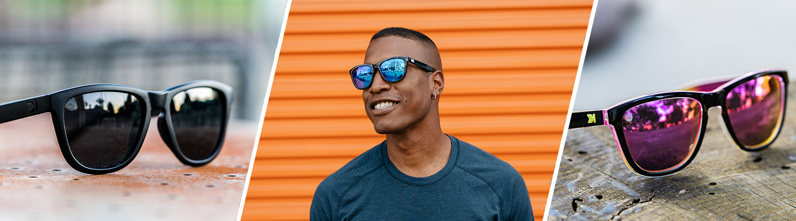 Lifestyle Photo of Black on Black Premiums, and Man wearing Premiums Sport Moonshot Sunglasses