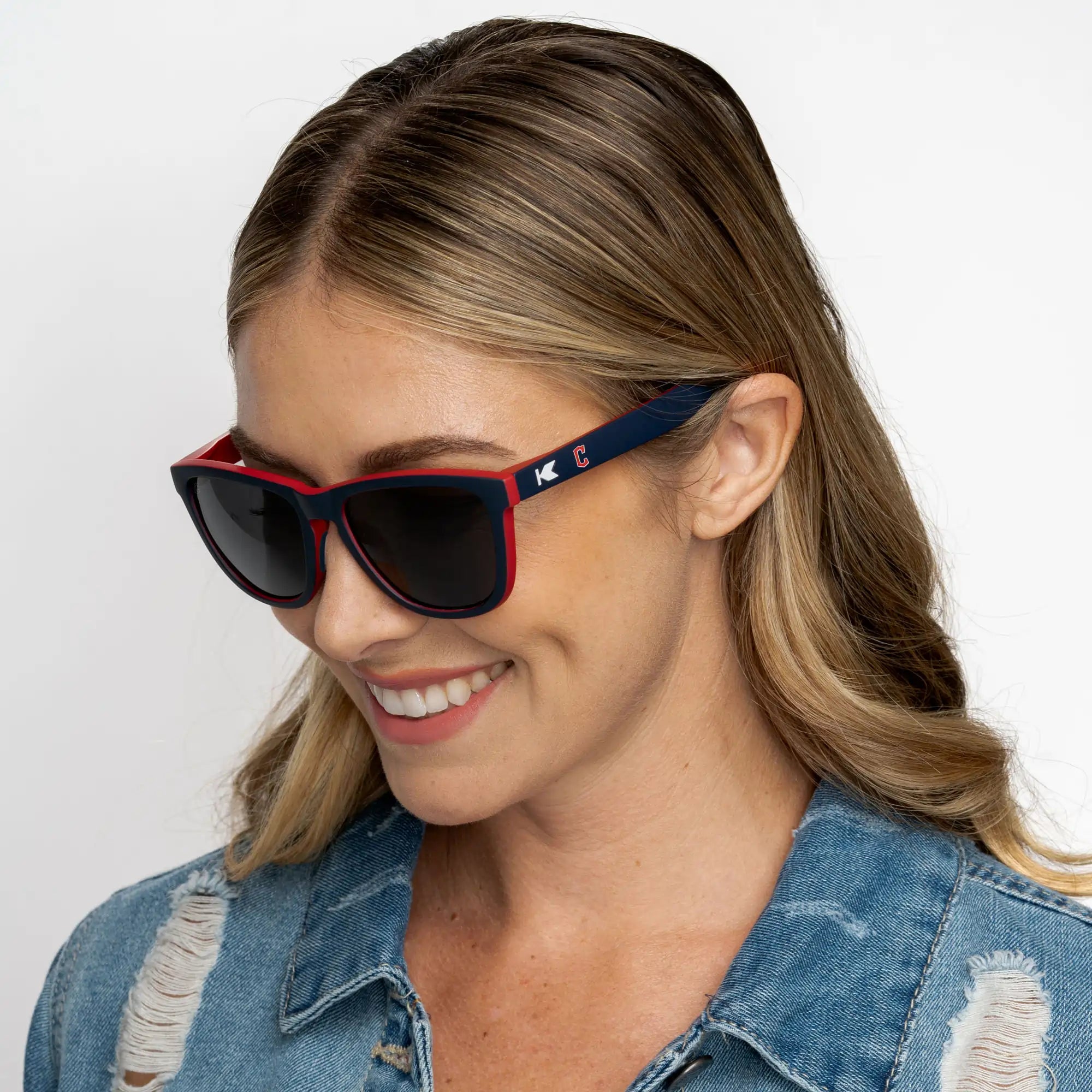 Women wearing Cleveland Guardians Premiums Sport Sunglasses