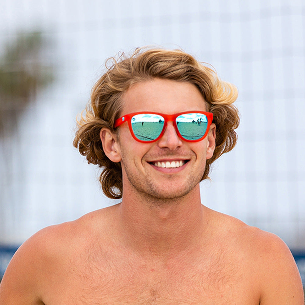 Men wearing Fruit Punch / Aqua Premiums Sport Sunglasses