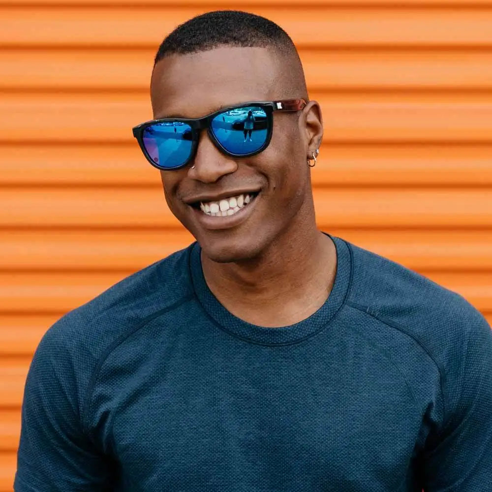 Men wearing Jelly Black / Moonshine Premiums Sport Sunglasses
