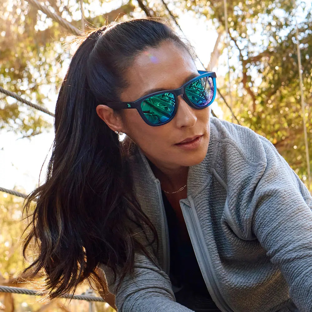 Women wearing Rubberized Navy / Mint Premiums Sport Sunglasses