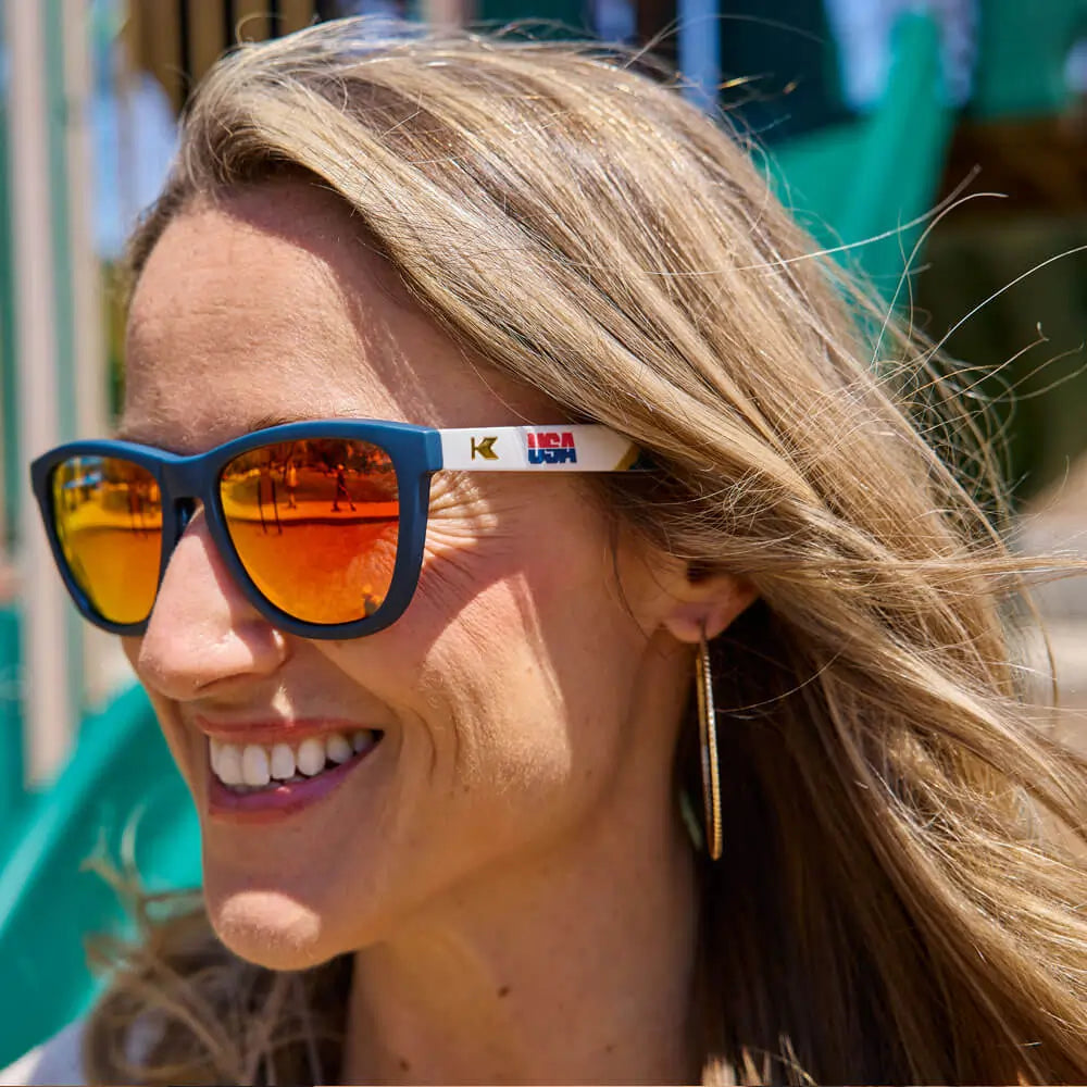 Women wearing Knockaround x USA Basketball Premiums Sport Sunglasses
