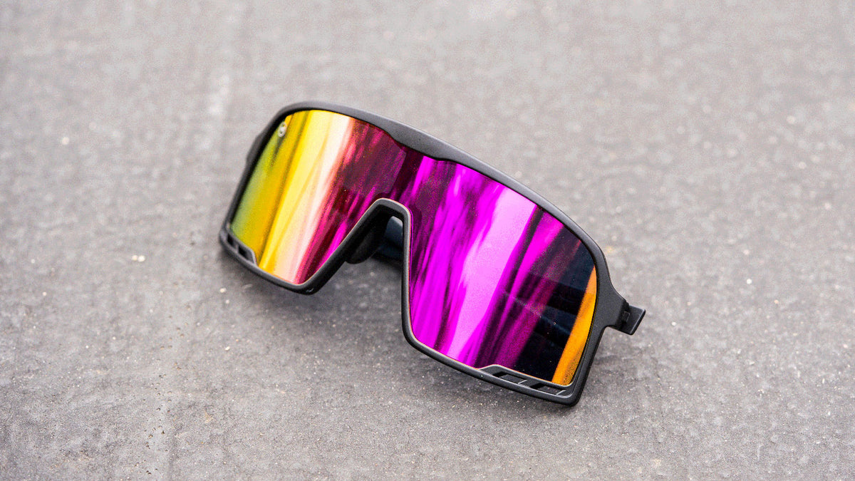 Wraparound Sunglasses - Rainbow on Black Campeones