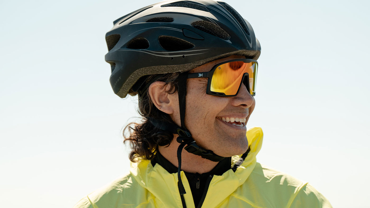 Sport Sunglasses with Matte Black Frames and Rainbow Lenses, Model