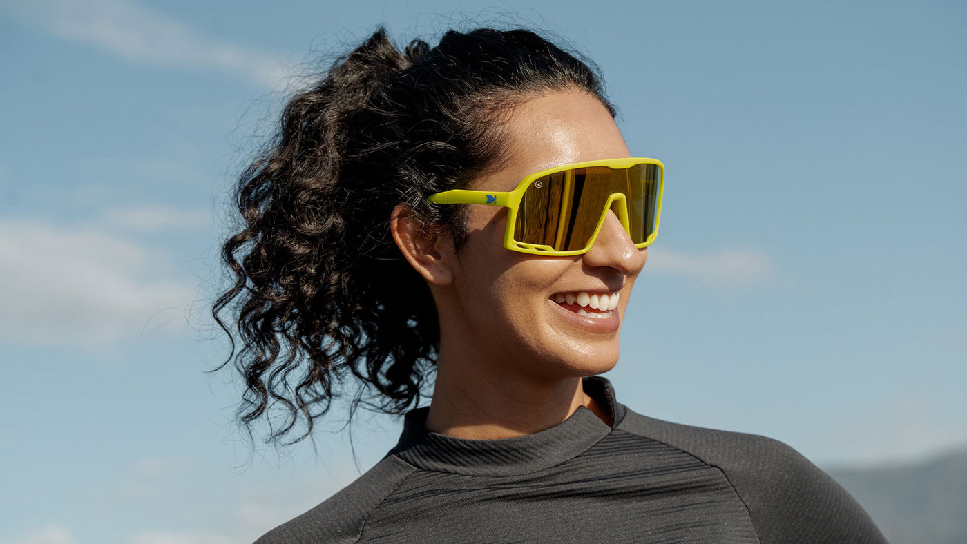Sport Sunglasses with Neon Yellow Frames and Yellow Lenses, Model