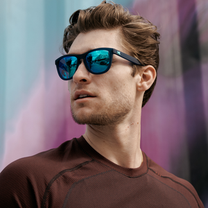 Men wearing Rubberized Navy / Mint Premiums Sport Sunglasses