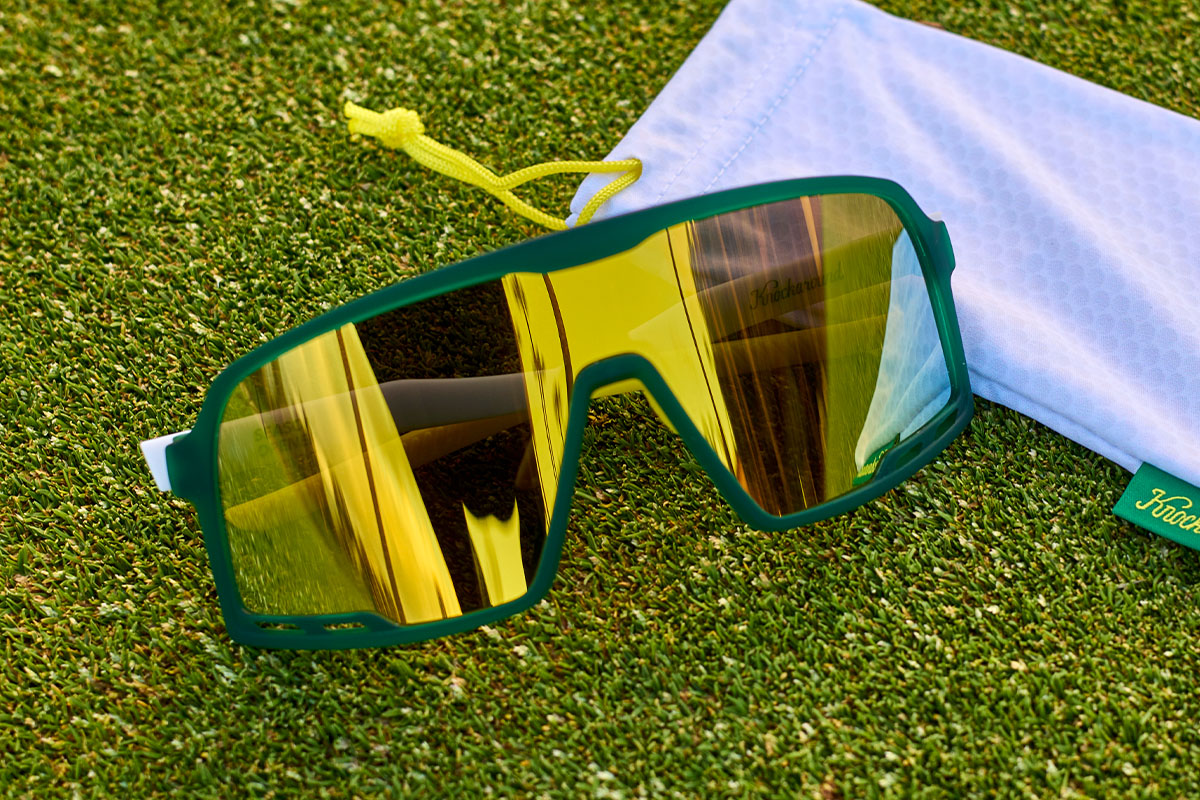 Wraparound Shield Green and Yellow Non-Polarized Sport Sunglasses