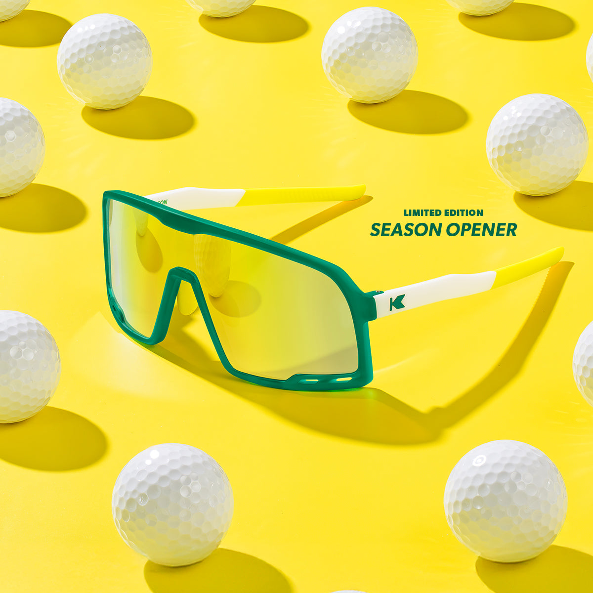 Wraparound Shield Green and Yellow Non-Polarized Sport Sunglasses
