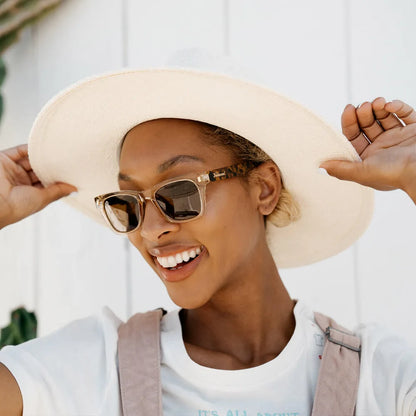 Woman wearing On The Rocks Seventy Nines sunglasses
