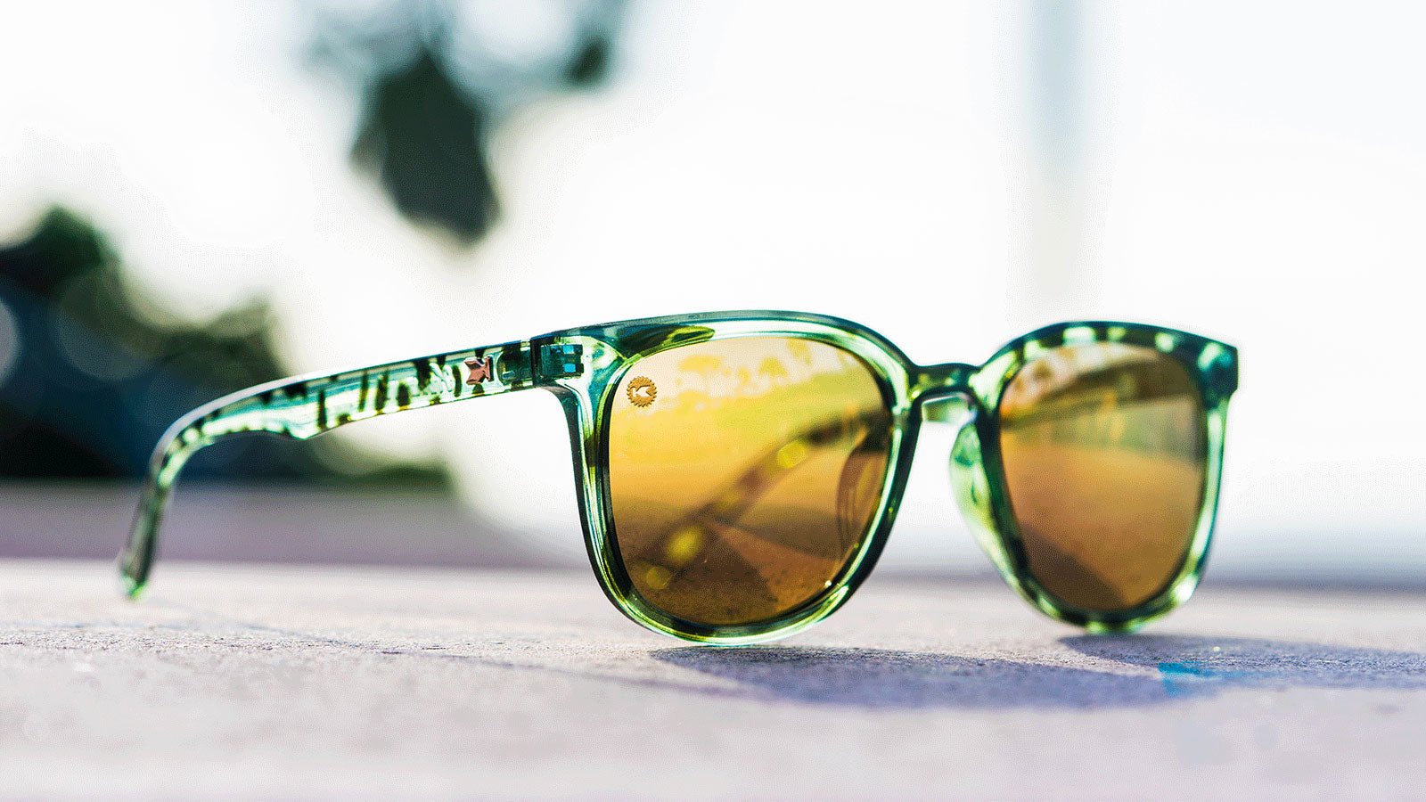 Sunglasses with Slate Tortoise Frames and Polarized Rose Gold Lenses, Lifestyle