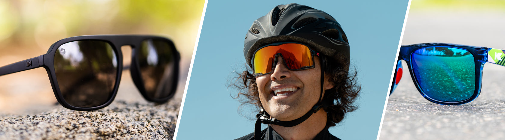 Sunglasses for Men with Big Heads. Lifestyle photo of Black on Black Pacific Palisades and Cubic Torrey Pines Sport Sunglasses, Men wearing Magma Campeones Sunglasses