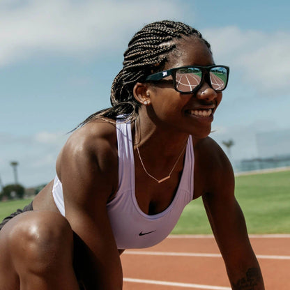 Women wearing Jelly Black / Sky Blue Torrey Pines Sport Sunglasses
