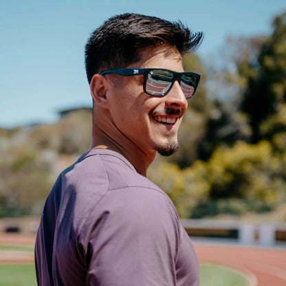 Men wearing Jelly Black / Sky Blue Torrey Pines Sport Sunglasses
