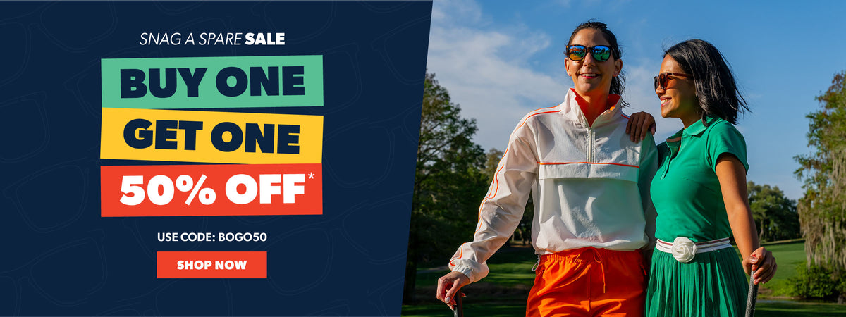 Snag A Spare Sale. Buy 1, Get 1 50% Off sitewide. Use code BOGO50 at checkout. SHOP NOW. Photograph features two women outdoors on a golf course wearing athletic outfits.