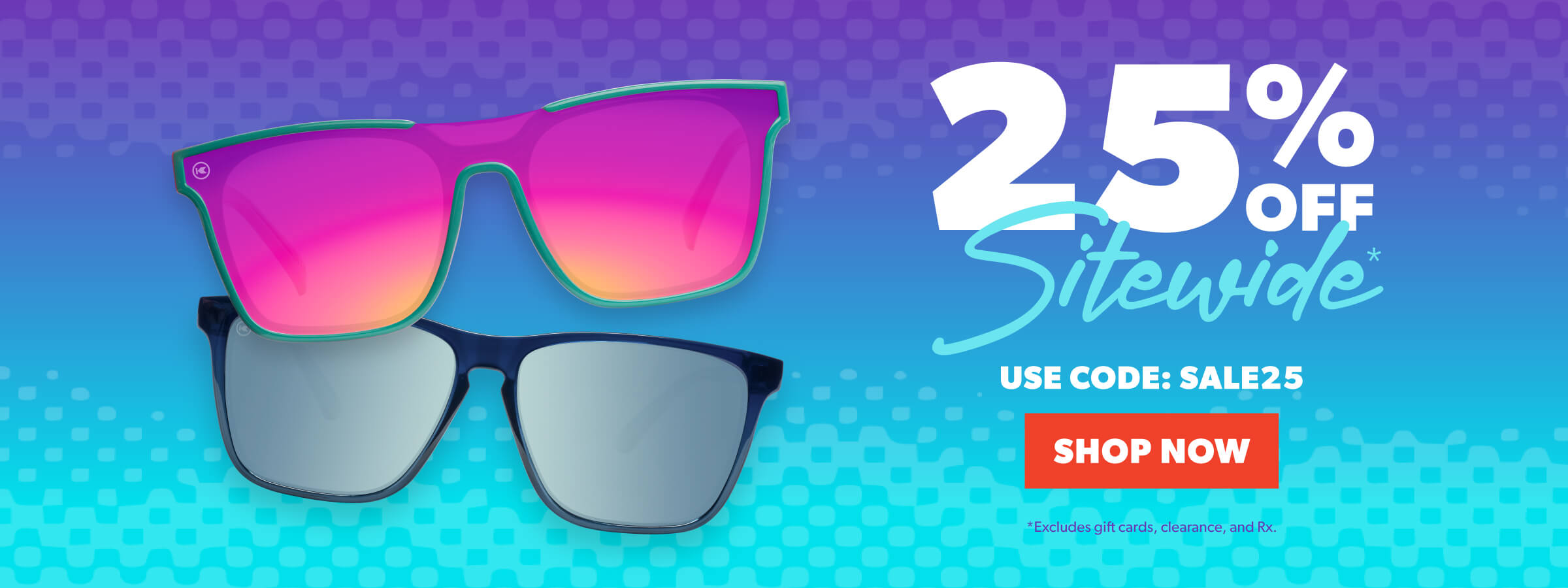 25% off sitewide. Use code: SALE25 at checkout. Shop Now. *Excludes gift cards, clearance, and Rx. Image featuring Miami Afters sunglasses