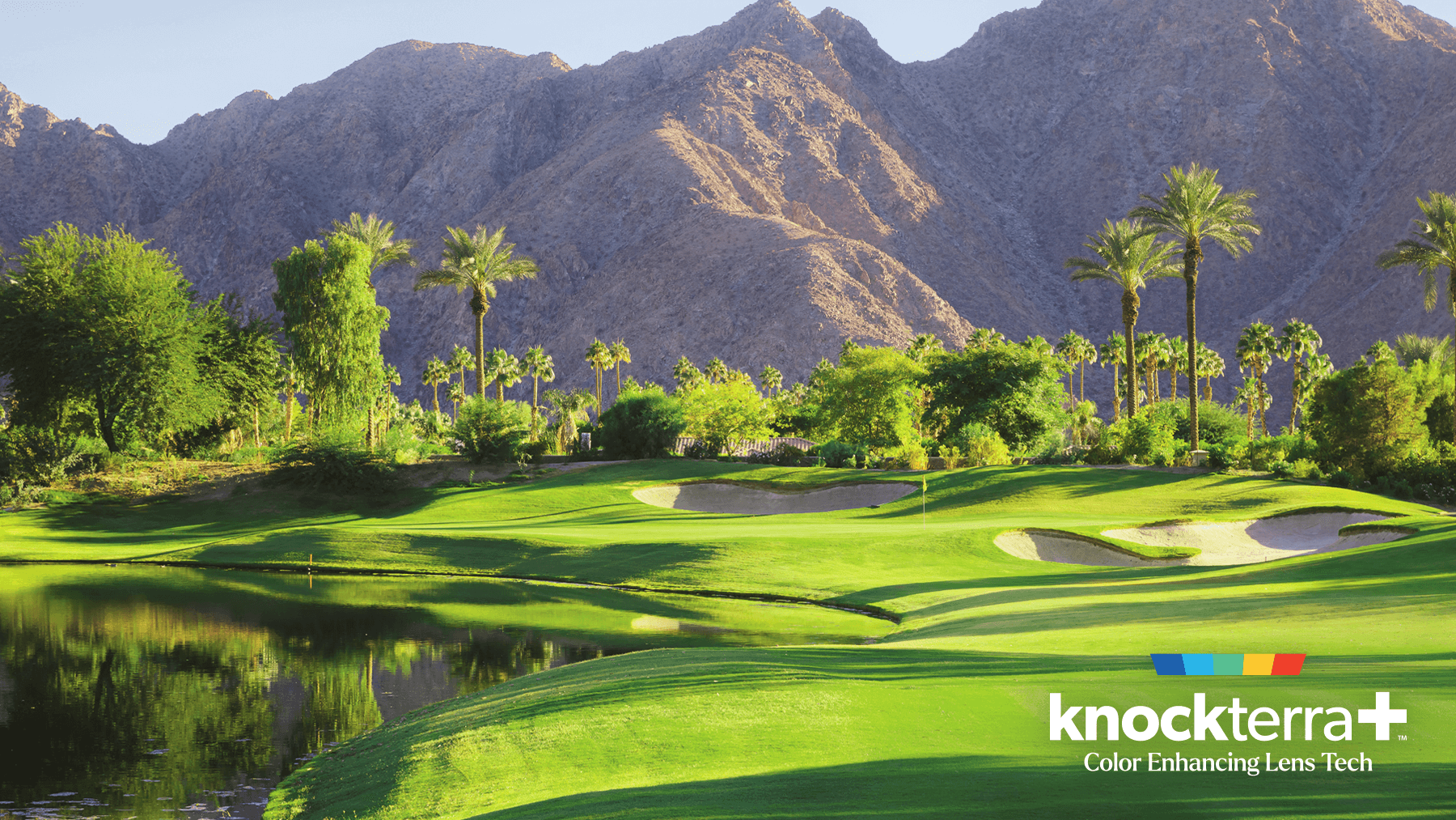 View of a golf course through Knockterra+ lenses. Knockterra+ Color Enhancing Lens Tech