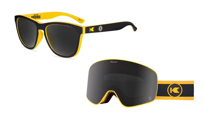 Boston Bruins Premiums Sports Sunglasses and Slingshots Snow Goggles Bundle, Flyover