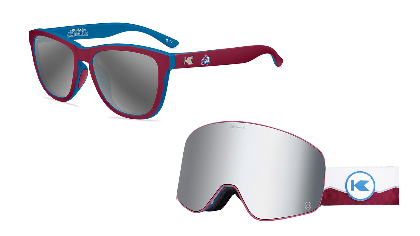 Colorado Avalanche Premiums Sports Sunglasses and Slingshots Snow Goggles Bundle, Flyover