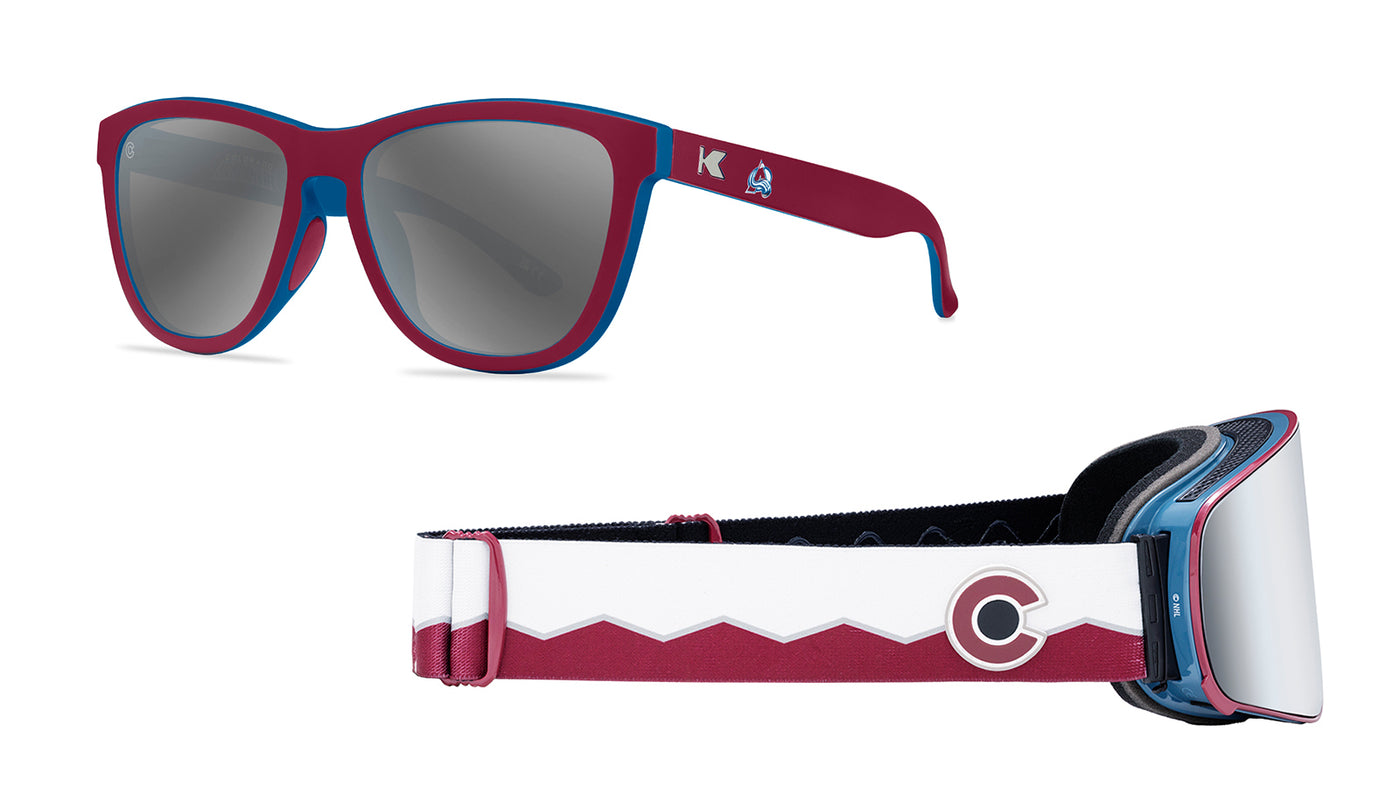 Colorado Avalanche Premiums Sports Sunglasses and Slingshots Snow Goggles Bundle, Threequarter