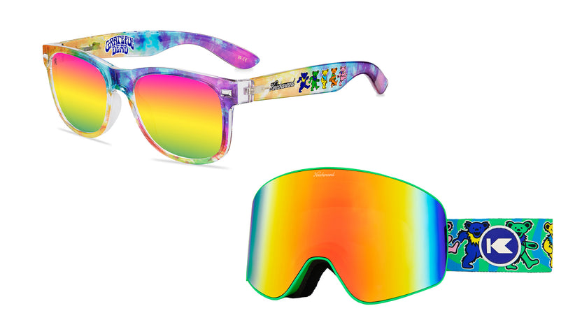 Grateful Dead Dancing Bears Fort Knocks Sunglasses and Slingshots Snow Goggles Bundle, Flyover