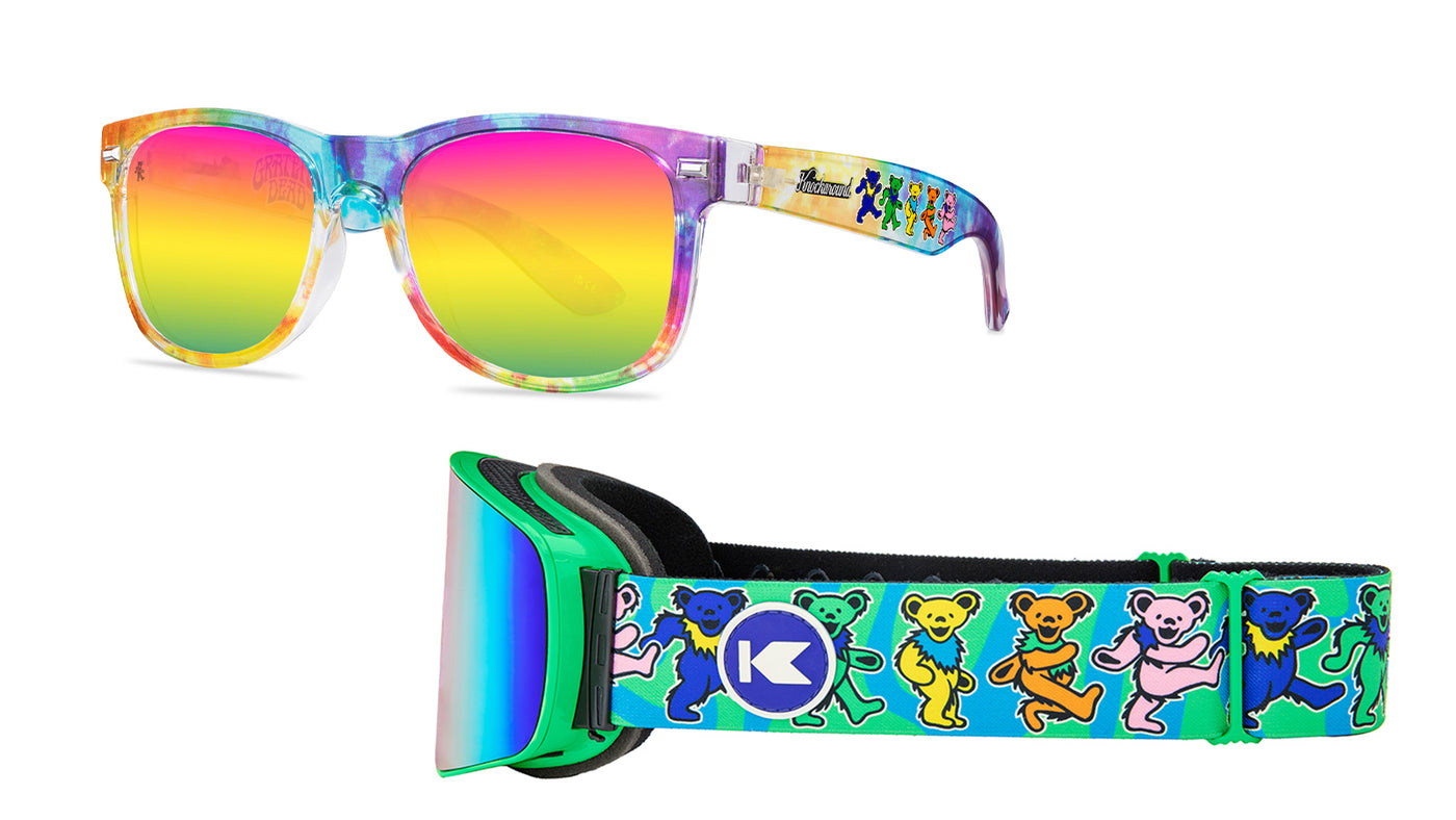 Grateful Dead Dancing Bears Fort Knocks Sunglasses and Slingshots Snow Goggles Bundle, Threequarter