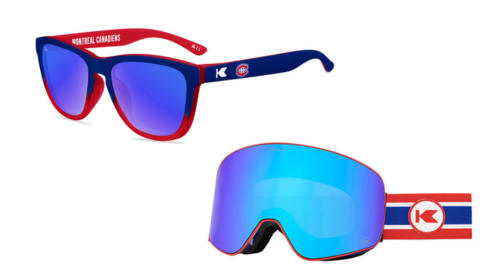 Montreal Canadiens Premiums Sports Sunglasses and Slingshots Snow Goggles Bundle, Flyover