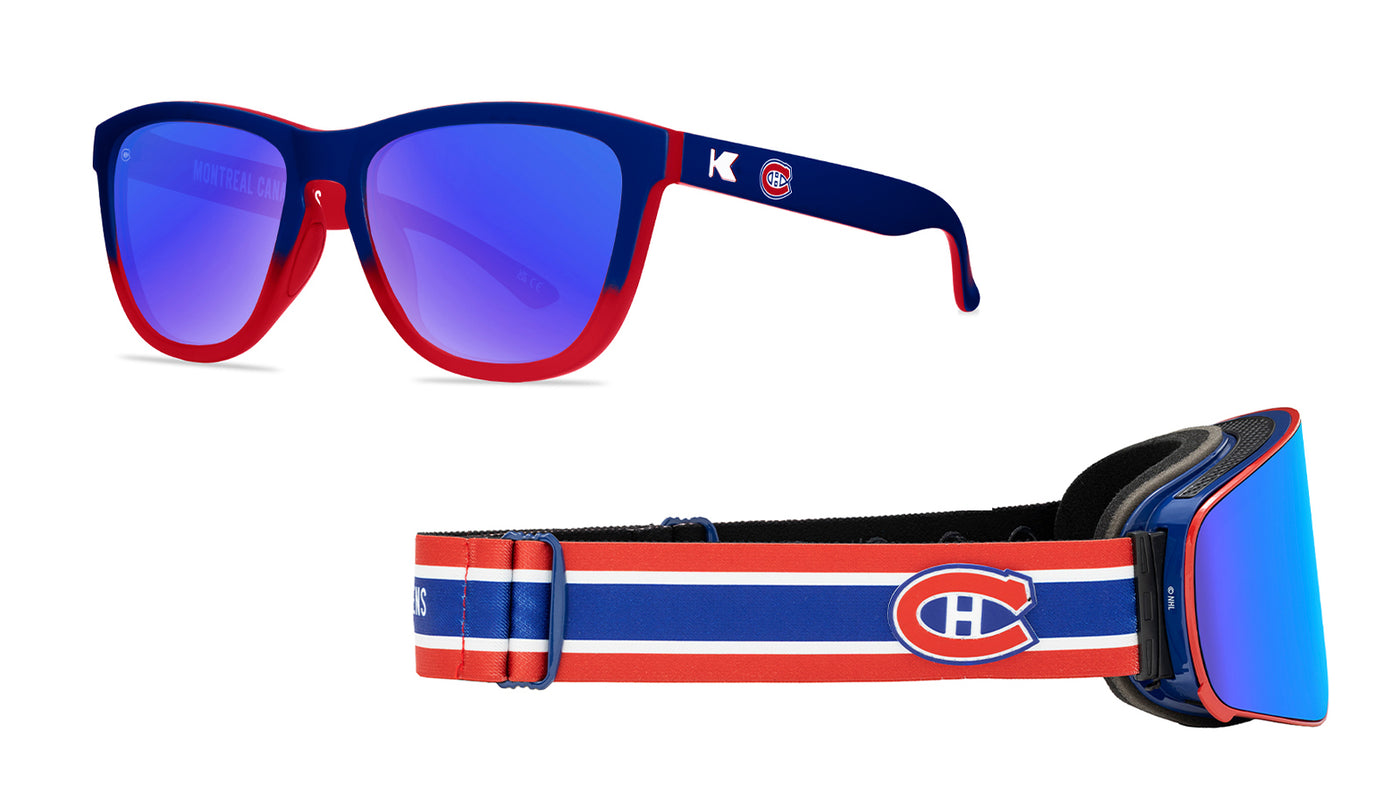 Montreal Canadiens Premiums Sports Sunglasses and Slingshots Snow Goggles Bundle, Threequarter