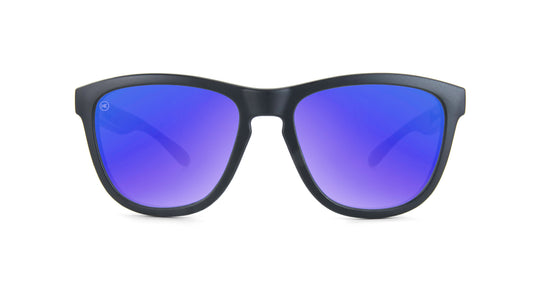 Knockaround Kids Sunglasses Black Frames with Blue Moonshine Lenses, Front