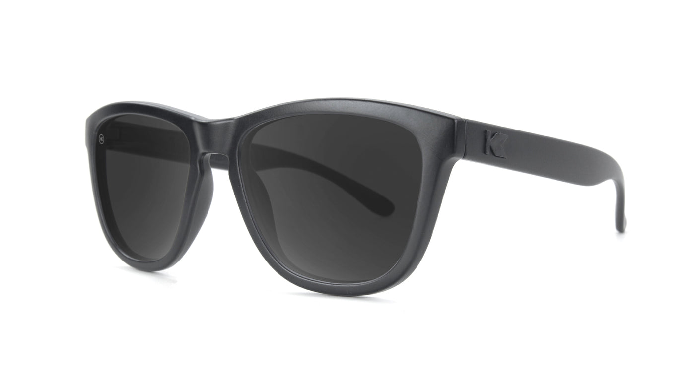 Kid Sunglasses with Matte Black Frame and Polarized Black Smoke Lenses, Threequarter